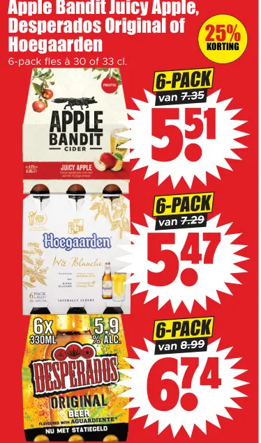 Aanbieding: Apple Bandit, Desperados Original of Hoegaarden