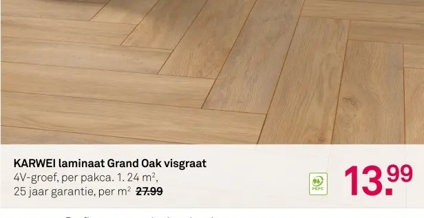 Aanbieding: laminaat Grand Oak visgraat