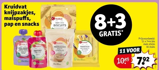Promotie: Kruidvat knijpzakjes, maispuffs, pap en snack
