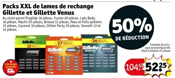 Offre: Packs XXL de lames de rechange Gillette et Gillette Venus