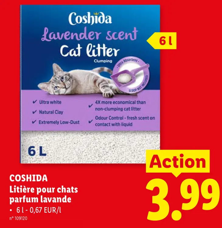 Offre: Litière pour chats parfum lavande