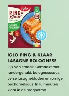 Aanbieding: Iglo ping & klaar lasagne bolognese