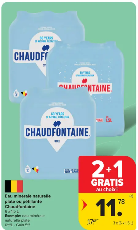 Offre: Eau minérale naturelle plate ou pétillante