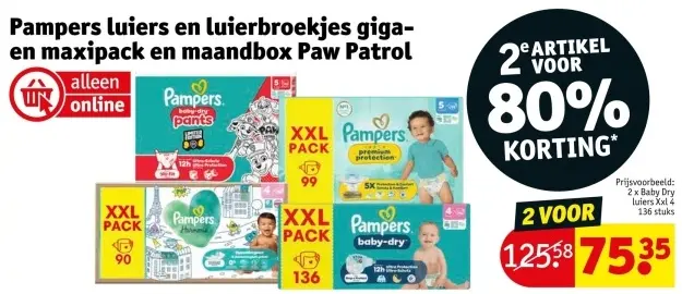 Promotie: Pampers luiers en luierbroekjes giga- en maxipack en maandbox Paw Patrol