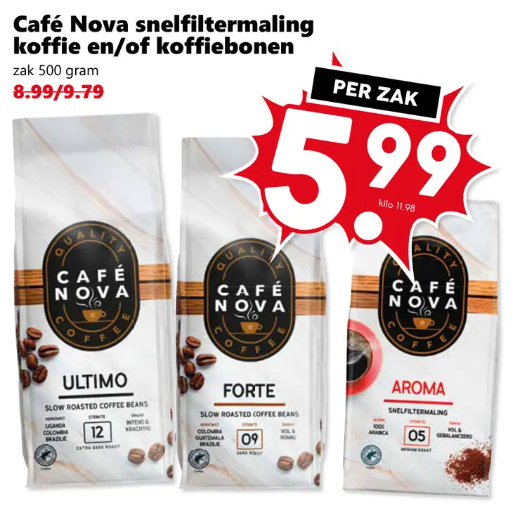 Aanbieding: Snelfiltermaling koffie en/of koffiebonen