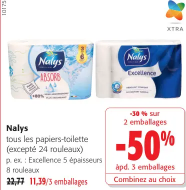 Offre: tous les papiers-toilette