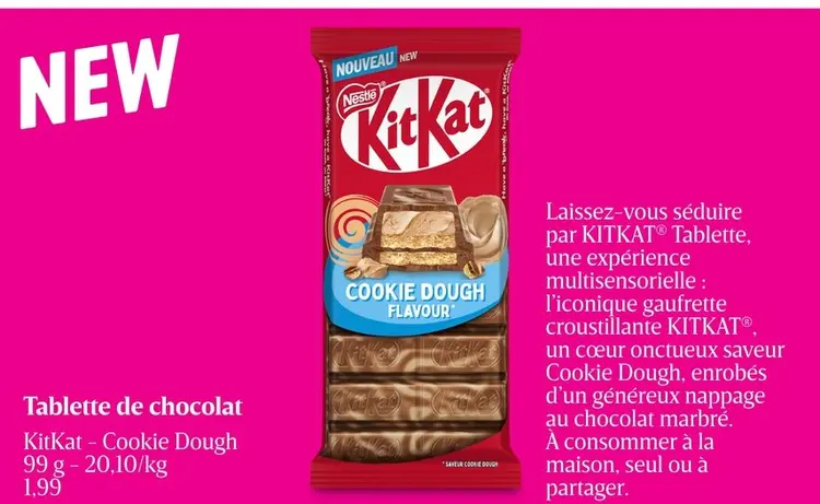 Offre: Tablette de chocolat KitKat - Cookie Dough