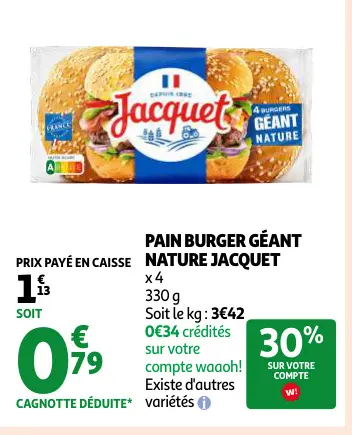 Offre: Pain burger géant nature