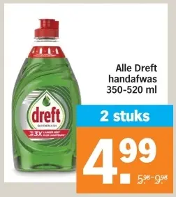 Aanbieding: Alle Dreft handafwas 350-520 ml
