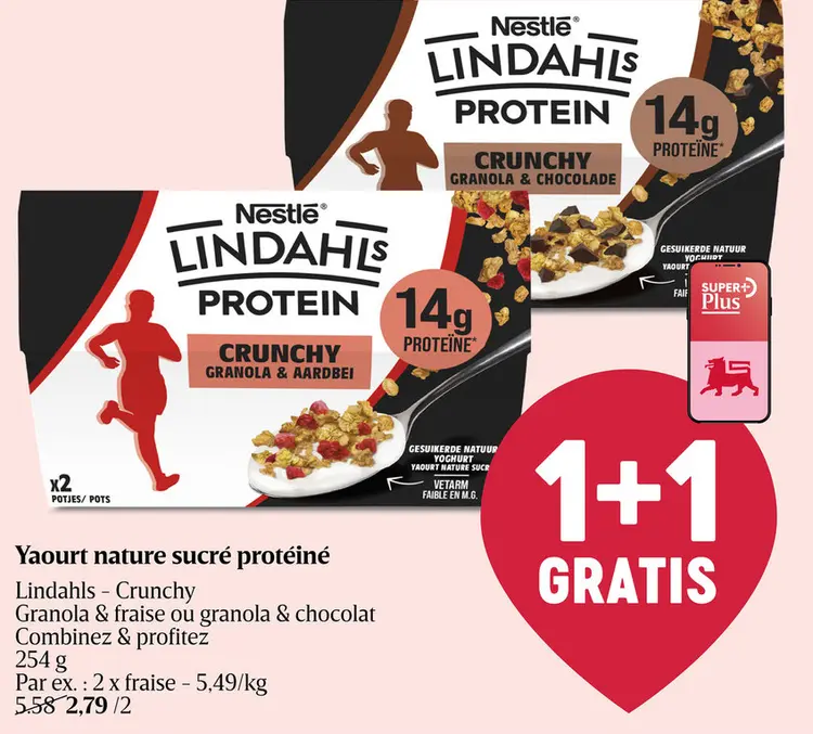 Offre: Yaourt nature sucré protéiné Lindahls - Crunc