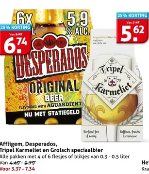 Aanbieding: Affligem, Desperados, Tripel Karmeliet en Grolsch