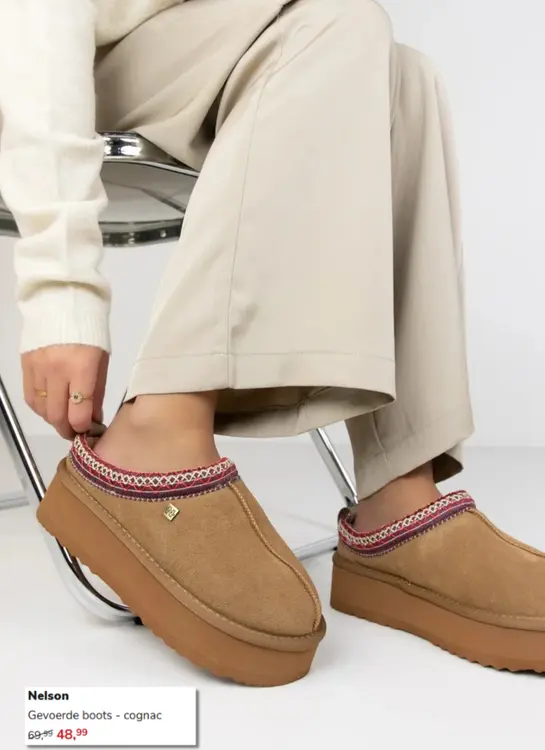 Promotie: Gevoerde boots - cognac