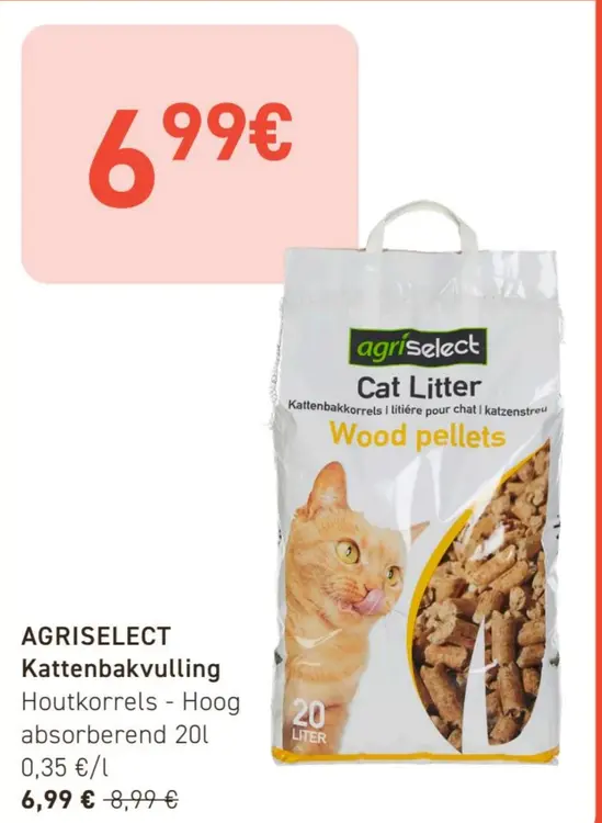 Promotie: AGRISELECT Kattenbakvulling Houtkorrels - Hoog absorberend