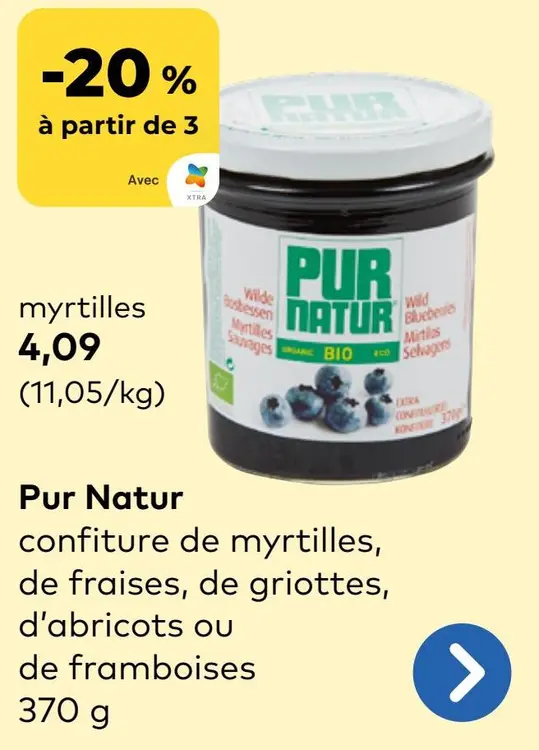 Offre: Confiture de myrtilles, de fraises, de griottes, d'abricots ou de framboises