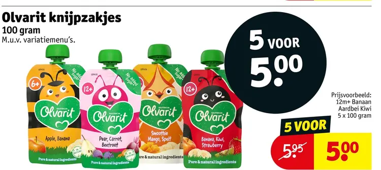 Aanbieding: Olvarit knijpzakjes