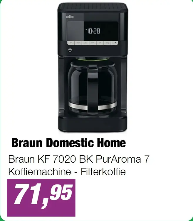 Aanbieding: Braun KF 7020 BK PurAroma 7 Koffiemachine - Filterkoffie