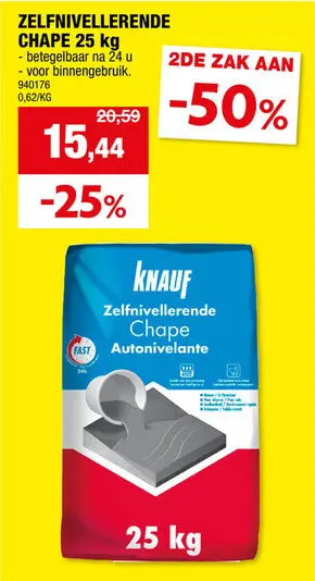 Promotie: Knauf zelfnivellerende chape 25kg