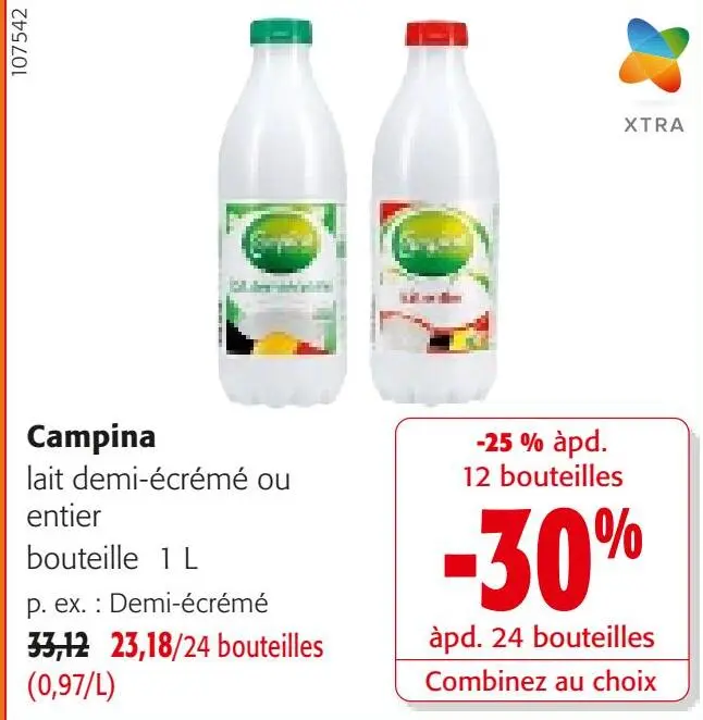 Offre: Campina lait demi-écrémé ou entier