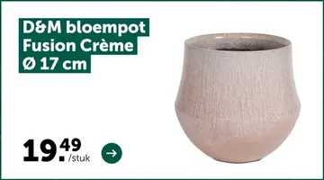 Aanbieding: Bloempot Fusion Creme 17cm