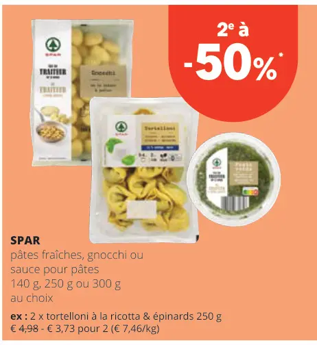Offre: pâtes fraîches, gnocchi ou sauce pour pâtes