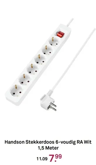 Aanbieding: Stekkerdoos 6-voudig RA Wit