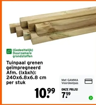 Aanbieding: Tuinpaal grenen geïmpregneerd