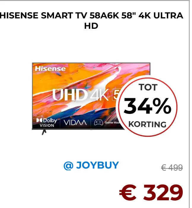 Aanbieding: Smart tv 58a6k 58" 4k ultra hd