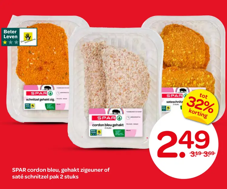 Aanbieding: cordon bleu, gehakt zigeuner of saté schnitzel