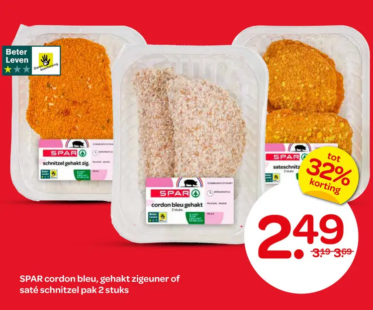 Aanbieding: cordon bleu, gehakt zigeuner of saté schnitzel