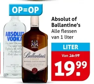 Aanbieding: Absolut of Ballantine's