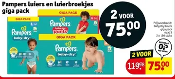 Aanbieding: Pampers luiers en luierbroekjes giga pack
