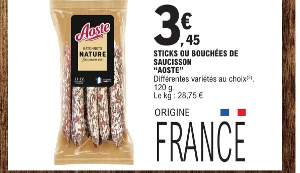 Offre: Sticks ou bouchées de saucisson