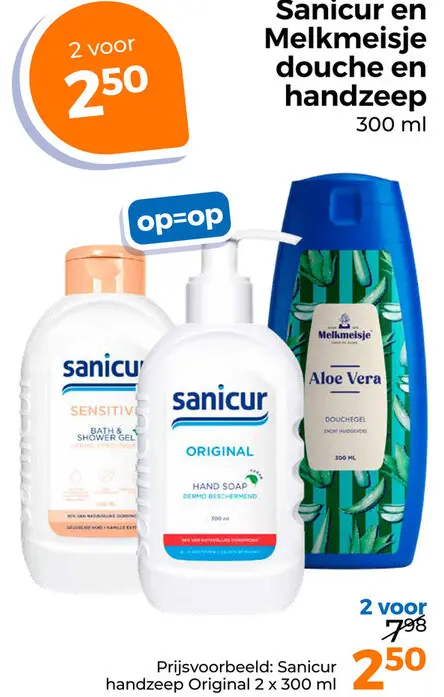 Aanbieding: Sanicur en melkmeisje douche en handzeep