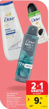 Offre: Gel douche et déodorant Dove et Dove Men