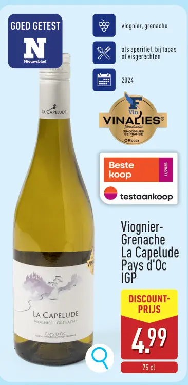 Promotie: Viognier-Grenache La Capelude Pays d'Oc IGP