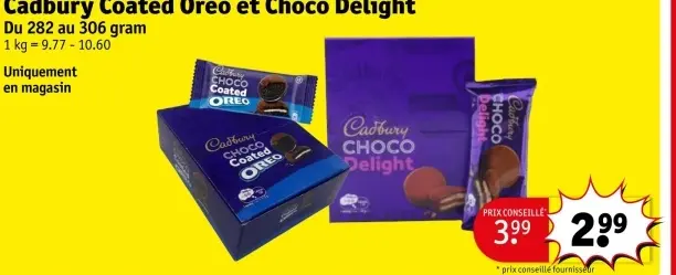 Offre: Cadbury Coated Oreo et Choco Delight