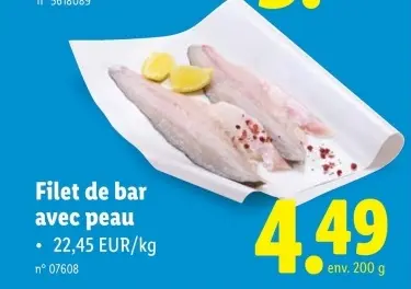 Offre: Filet de bar avec peau