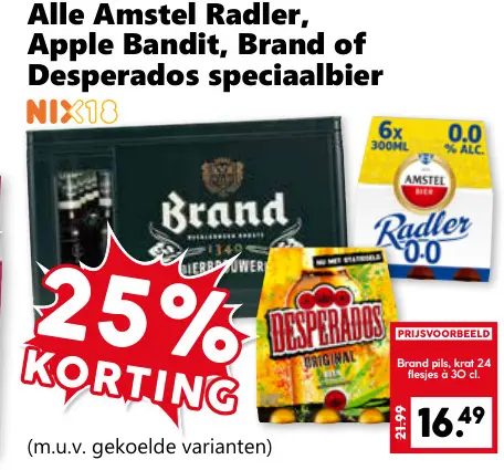 Aanbieding: Amstel Radler, Apple Bandit, Brand of Desperados