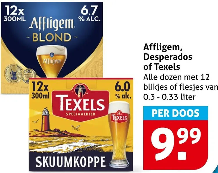 Aanbieding: Affligem, Desperados of Texels alle dozen met 12 blikjes of flesjes van 0.3 - 0.33 liter