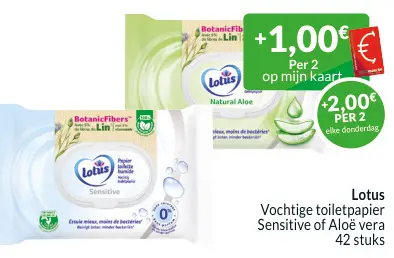 Promotie: Vochtige toiletpapier Sensitive of Aloë vera