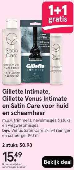 Aanbieding: Gillette Intimate, Gillette Venus Intimate en Satin Care voor huid en schaamhaar