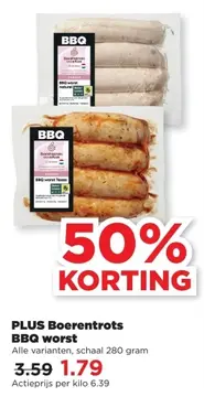Aanbieding: PLUS Boerentrots BBQ worst