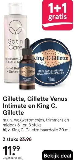 Aanbieding: Gillette, Gillette Venus Intimate en King C. Gilette