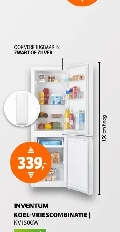 Aanbieding: Koel-vriescombinatie kv1500w