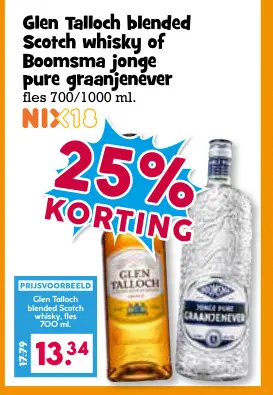 Aanbieding: Glen Talloch blended Scotch whisky of Boomsma jonge pure graanjenever