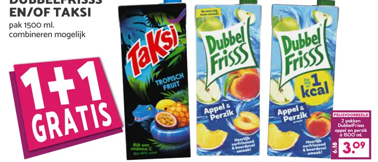 Aanbieding: Dubbelfrisss en/of Taksi