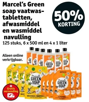 Aanbieding: Marcel's Green soap vaatwas-tabletten, afwasmiddel en wasmiddel navulling