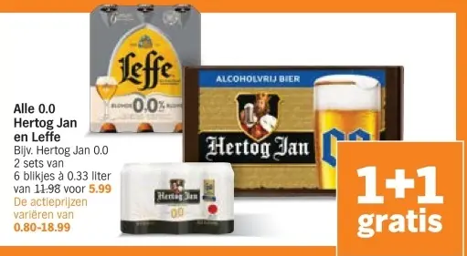 Aanbieding: Hertog Jan en Leffe 0.0