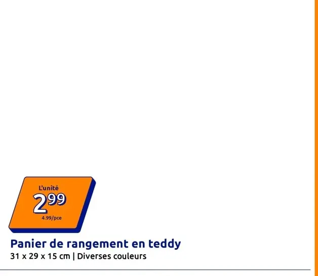 Offre: Panier de rangement en teddy