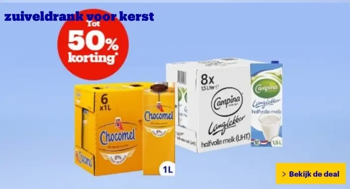 Aanbieding: Chocomel en Campina halfvolle melk